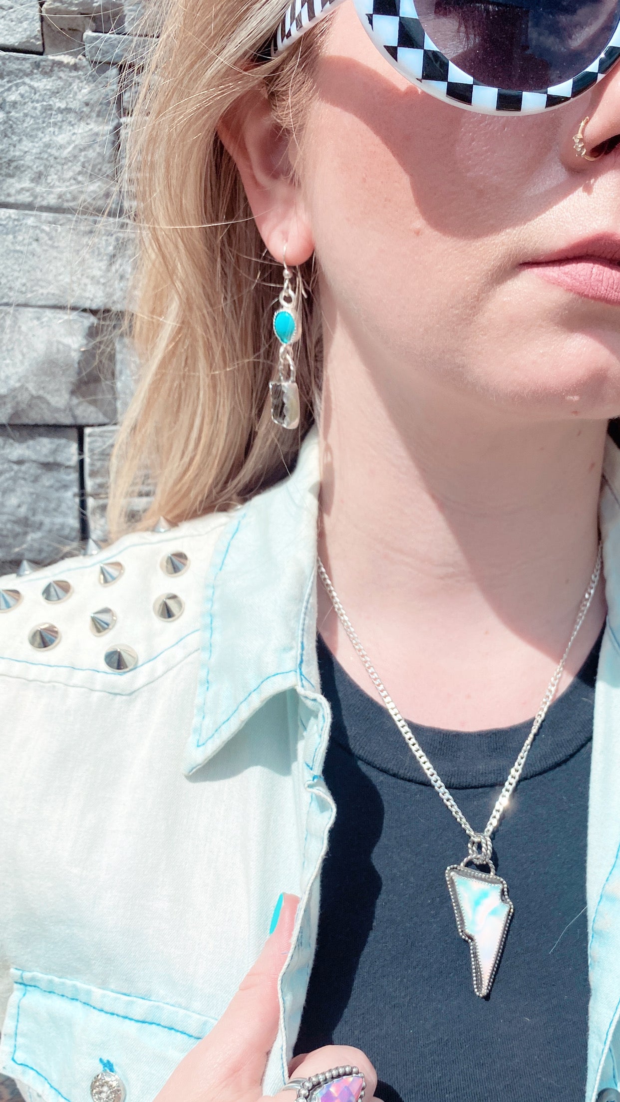 Turquoise & Obsidian Dangles