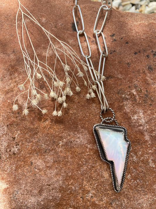 White-pink Bolt Necklace